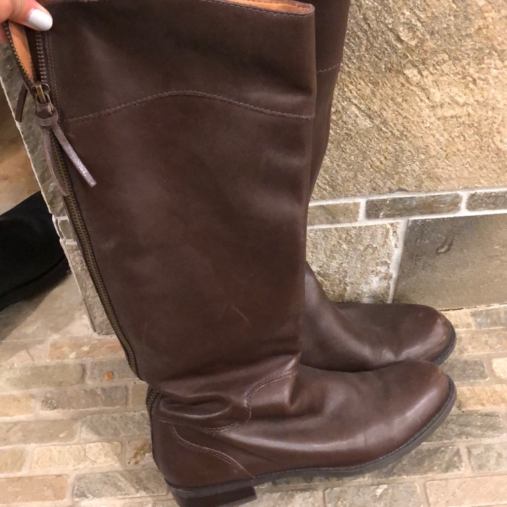NWOT Nine West Brown Leather Tall Boots: 8
